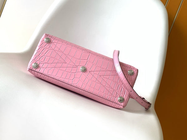 LV 25s Rose Des Vents Handbag 27cm Pink Crocodile Metal HW