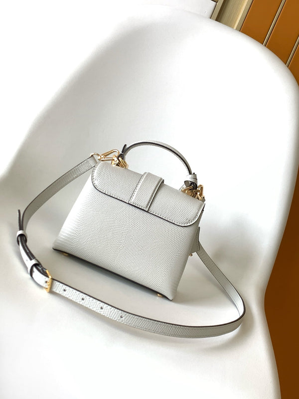 LV 25s Rose Des Vents Handbag 19cm White Lizard GHW