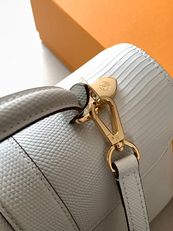 LV 25s Rose Des Vents Handbag 27cm White Lizard GHW
