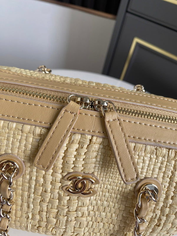 CC 26P AS4474 Mini Bowling Bag 18.5cm Beige Woven