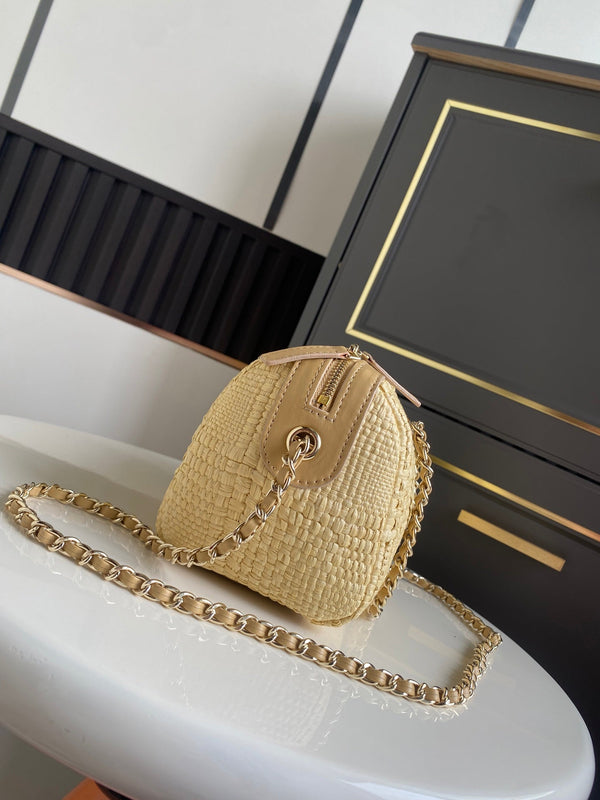 CC 26P AS4474 Mini Bowling Bag 18.5cm Beige Woven