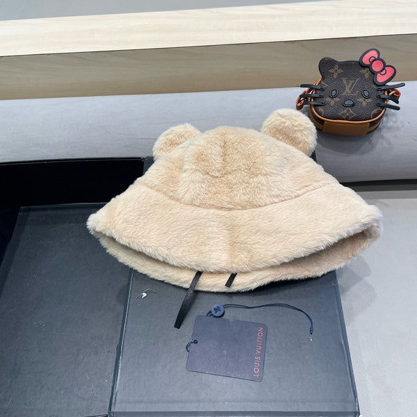 BUCKET HAT IN BEIGE WOOL AND LAMB FUR 434942