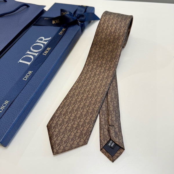 CD Oblique Tie Brown Silk 212102
