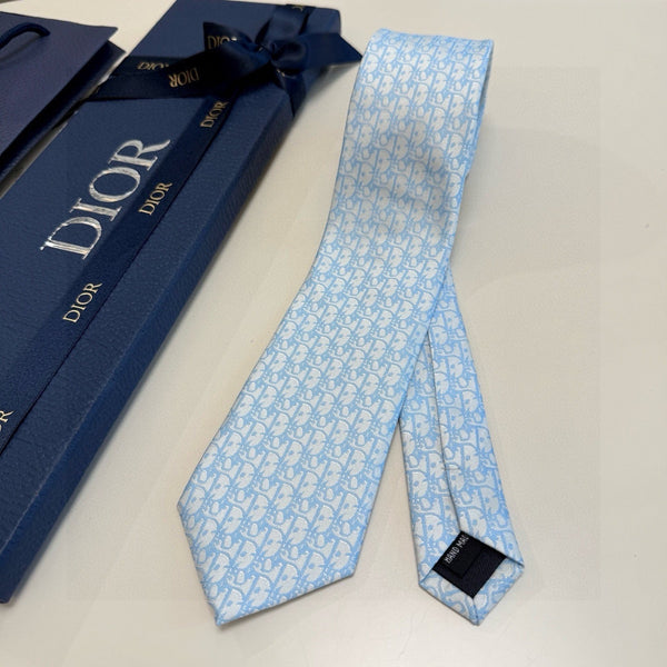 CD Oblique Tie Light Blue Silk 212104