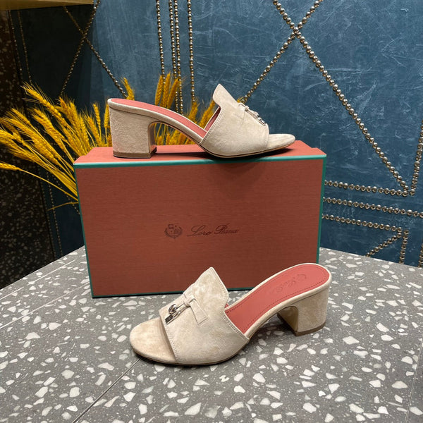 Summer Charms Mules 50 Beige Suede Salmon Lambskin