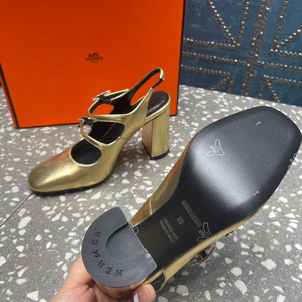HM Jackie 80 Pump Gold Cowhide 962921