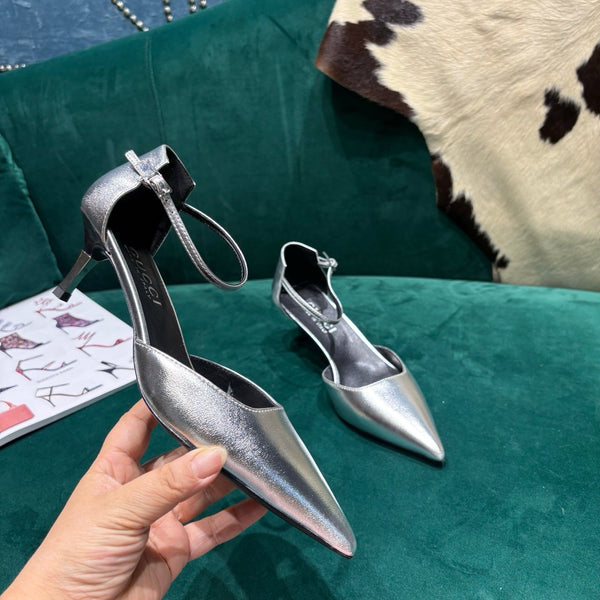 GG Bombshell Pump Sliver Laminated Leather 741248