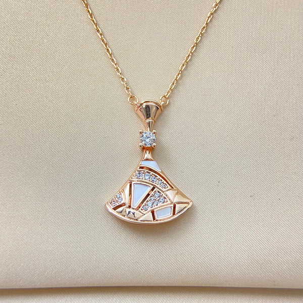 BVL Camouflage Necklace White Mop Diamond Pink Gold