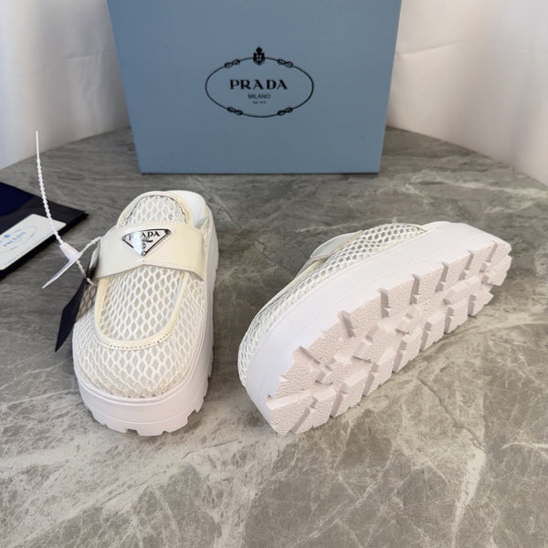 Prada 2026 Platform Mules 45mm Raffia Leather 789434