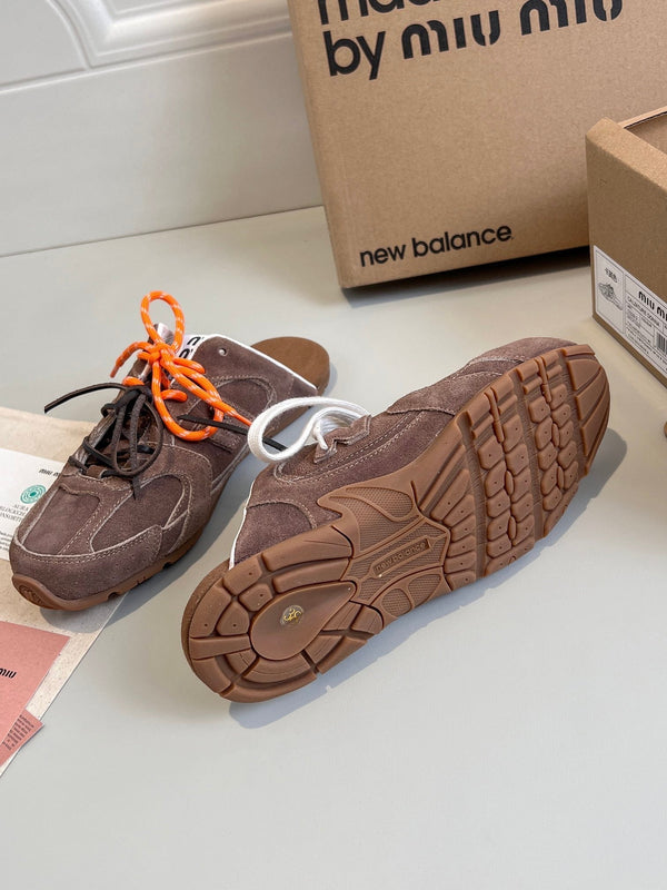Miu x NB 530 SL Mules Dark Brown Suede Leather 642516