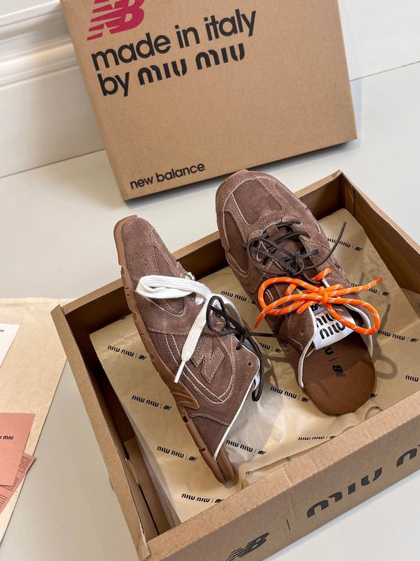 Miu x NB 530 SL Mules Dark Brown Suede Leather 642516