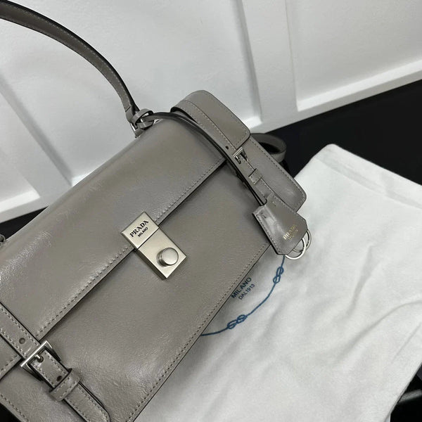 Prad 2026 Medium Shoulder Bag 32cm Patent Calfskin