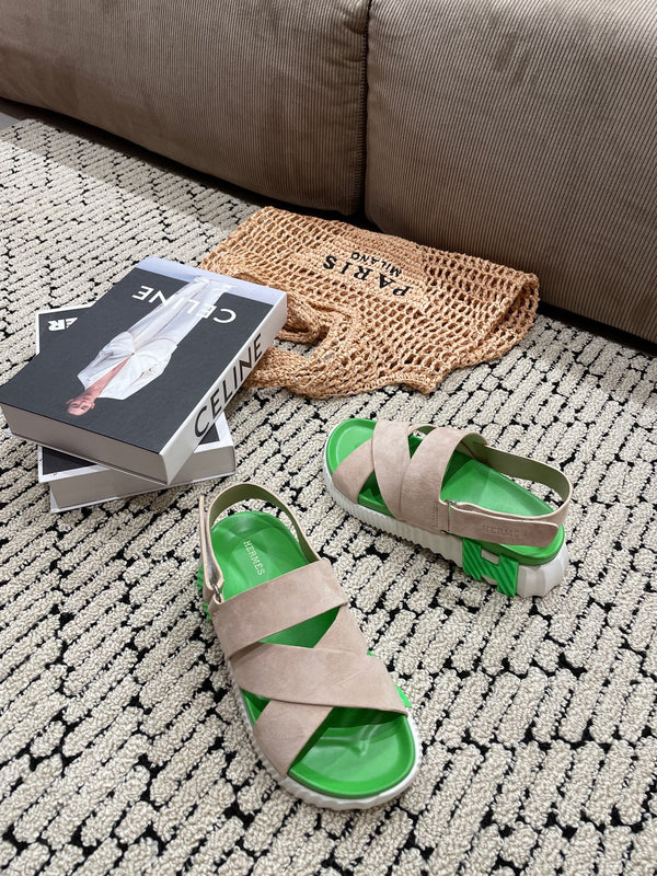 ELECTRIC SANDAL GREEN MIX LIGHT GRAY SUEDE