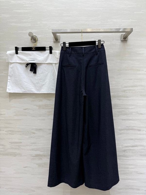 CC Straight-Leg Wide-Leg Trousers Black Cotton 346625