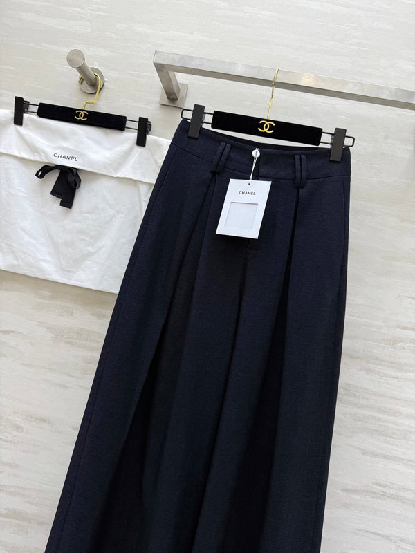 CC Straight-Leg Wide-Leg Trousers Black Cotton 346625