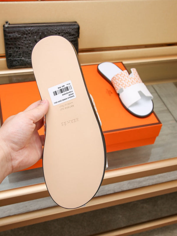 HM Men's Izmir Slide White Orange Cowhide 685827