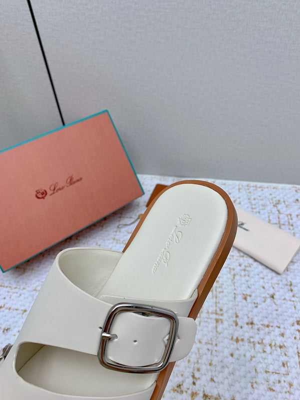 LP Men Sandals In Cream White Calfskin