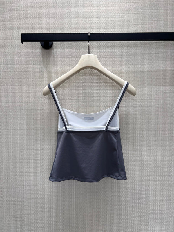 Miu Stretch Jersey Top Gray Nylon 394258