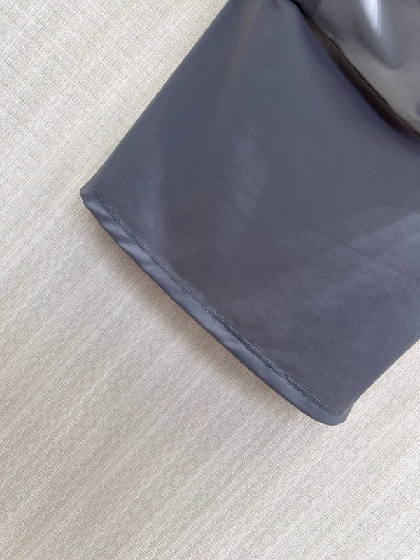 Miu Stretch Jersey Top Gray Nylon 394258