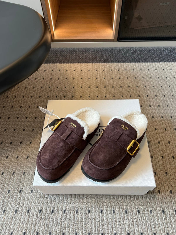 Prad 26s Clogs Dark Brown Suede Shearling 971693