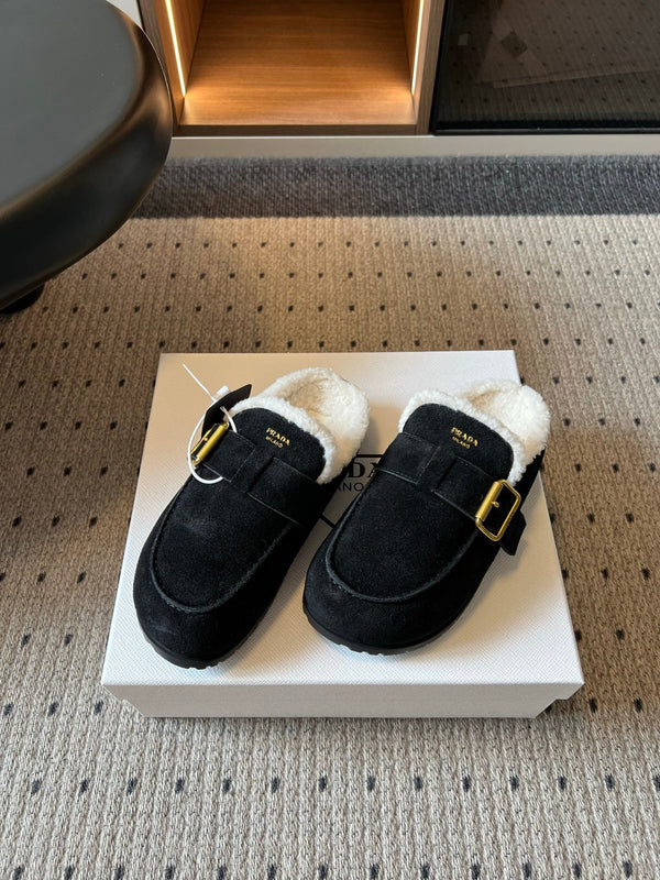 Prad 26s Clogs Black Suede Shearling 971695