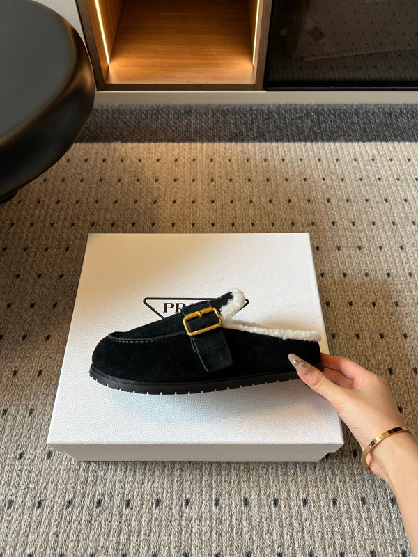 Prad 26s Clogs Black Suede Shearling 971695