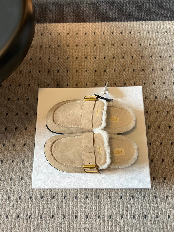 Prada 26s Clogs Desert Suede Shearling 971698