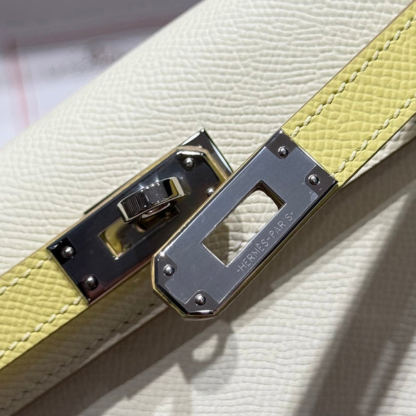 HM Mini Kelly 19 Milkshake White Epsom 243206