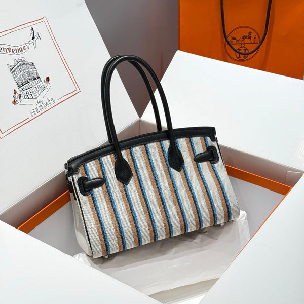 HM Shoulder Birkin 29cm Black Swift Cowhide Toile H Shw 249920