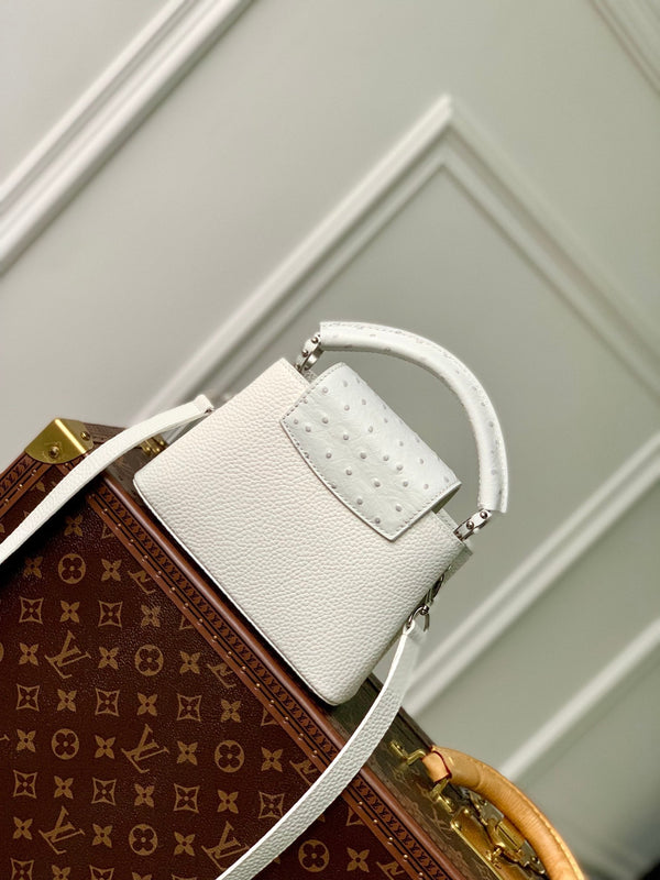 CAPUCINES MINI 21 WHITE TAURILLON SILVER HARDWARE