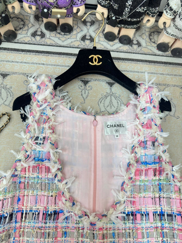 CC Tweed Vest Dress Pink Cotton Polyamide 237351