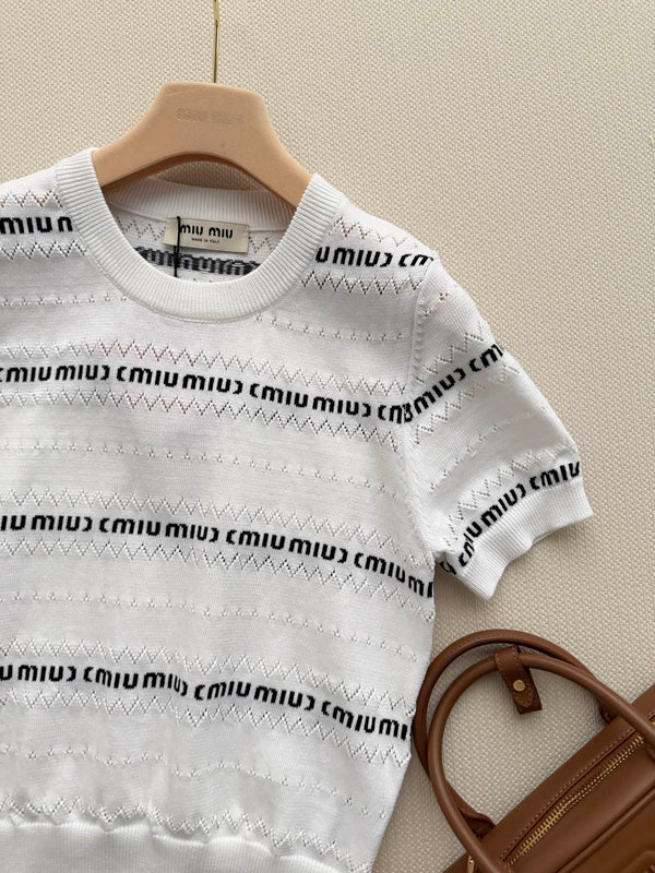 Miu 26s Pullover Black White Knit 363761