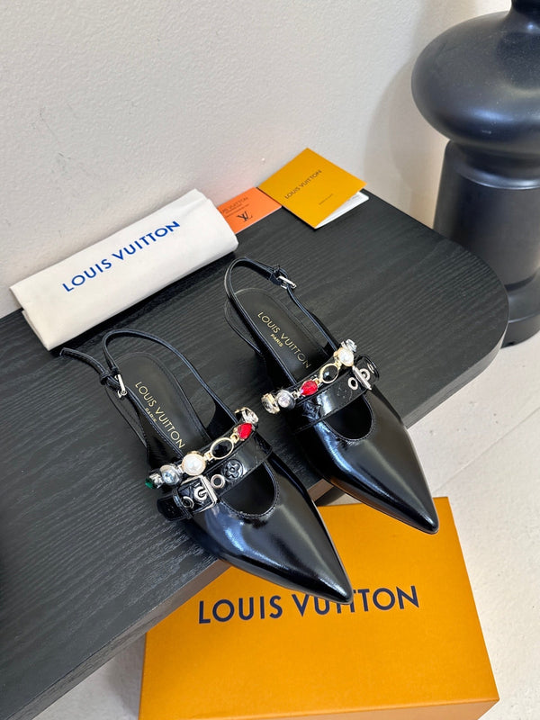 LV Vibe Slingback 6cm Black Patent Leather 580333