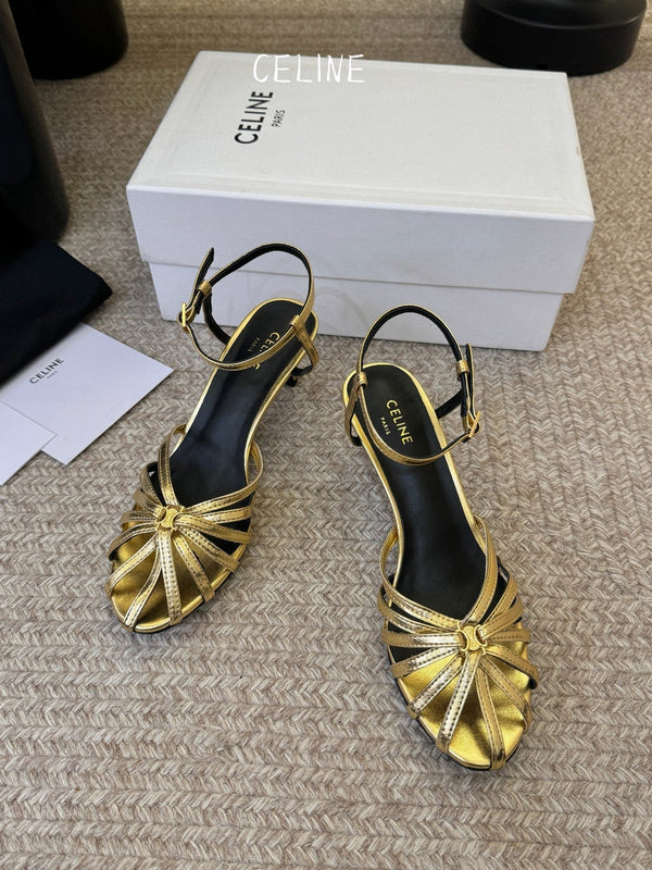 CL Triomphe Sandal 6.5cm Gold Laminated Lambskin 835896