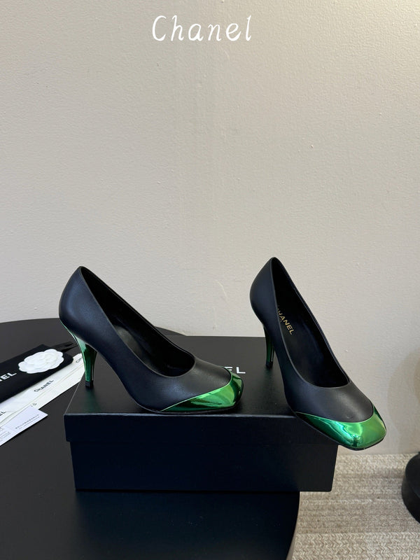 CC 26s Square Toe Pump Black Green Sheepskin 835677