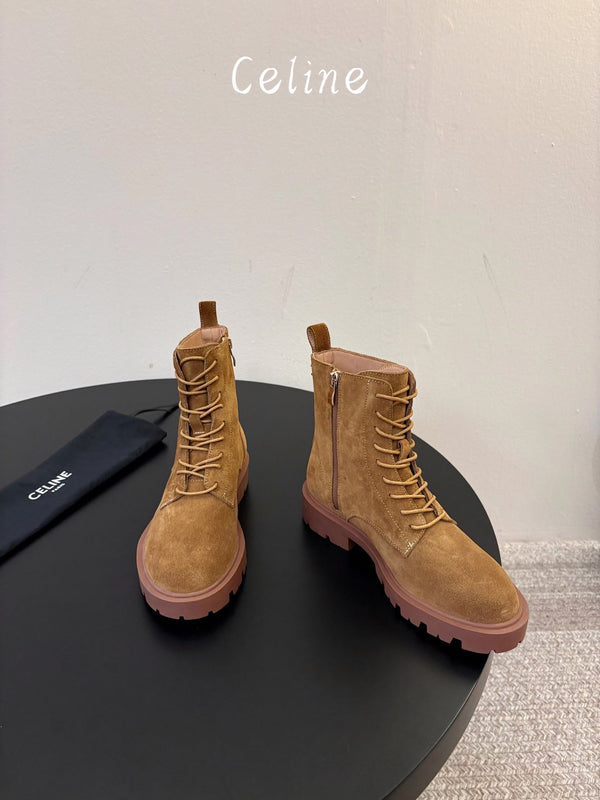 CE 26s Triomphe Platform Martin Boots Brown Suede 104890