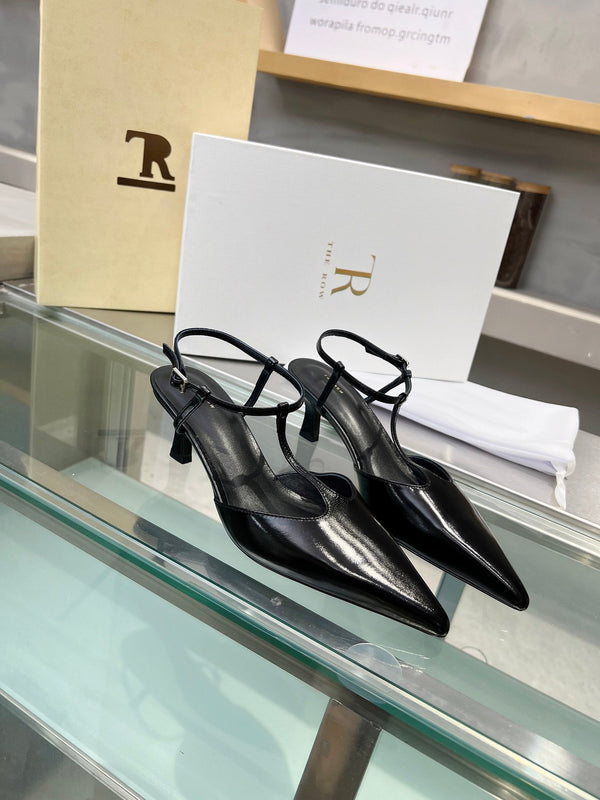 TR 26s Pointed-Toe Slingbacks Black Lambskin 997834