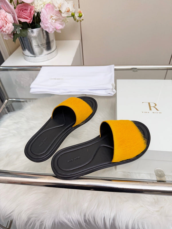 The Row Malick Fur Slide Yellow 707548