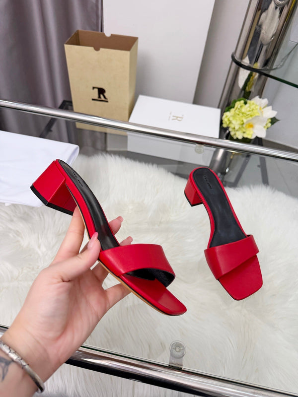 The Row New Chocolate Slide Red Lambskin 707566