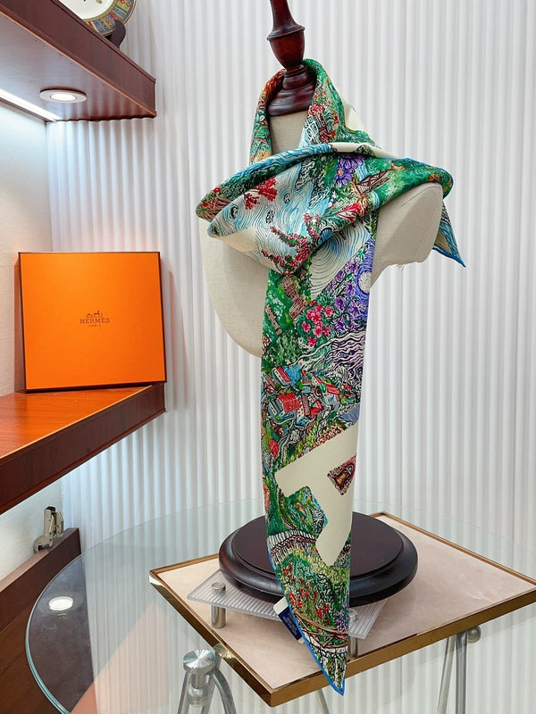 Eleftheria Scarf 90 CM In Colorful Silk Twill 193836
