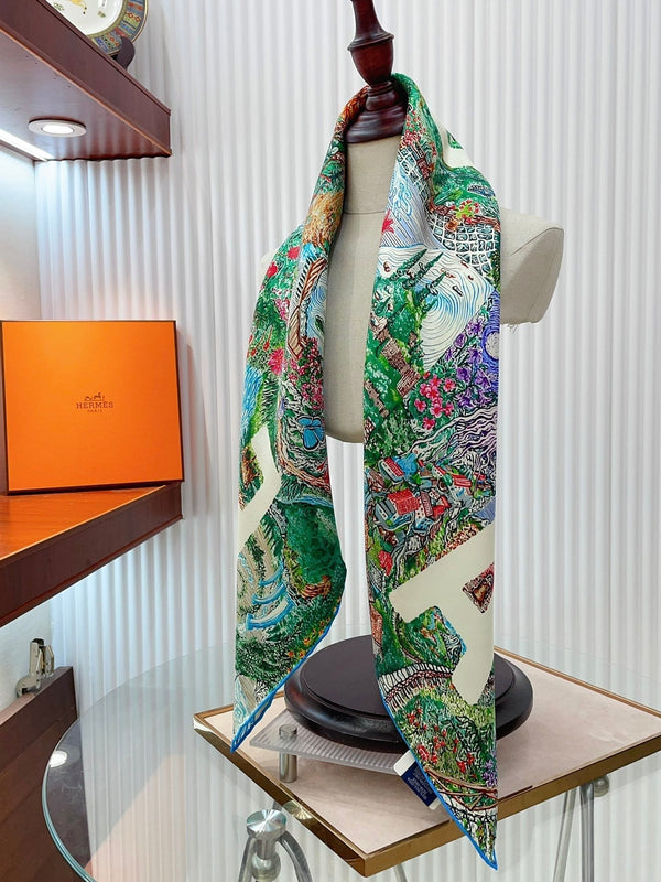 Eleftheria Scarf 90 CM In Colorful Silk Twill 193836