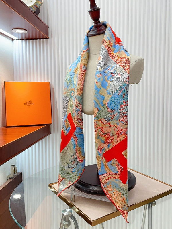 Eleftheria Scarf 90 CM In Colorful Silk Twill 193835
