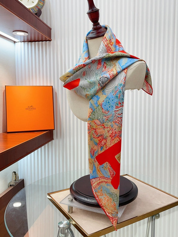 Eleftheria Scarf 90 CM In Colorful Silk Twill 193835