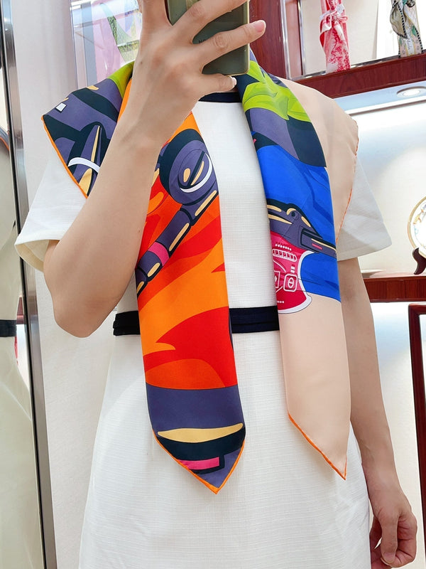 Horse Reality Scarf 90 CM In Colorful Silk Twill 279120
