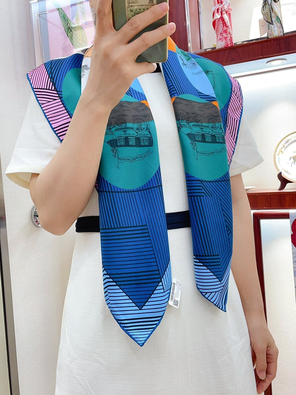Jeu Des Omnibus Remix Scarf 90 CM In Colorful Silk Twill 211109