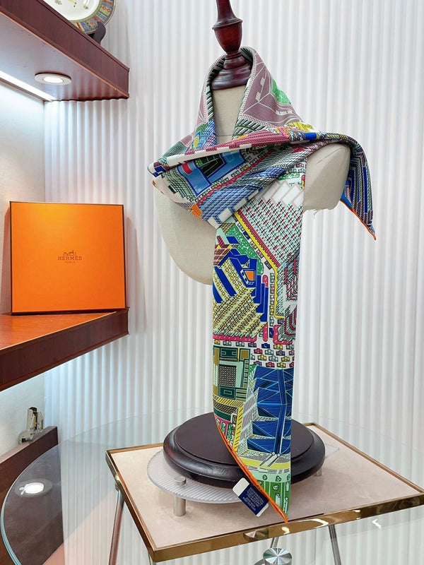 Pantin City scarf 90 CM In Colorful Silk Twill 211113