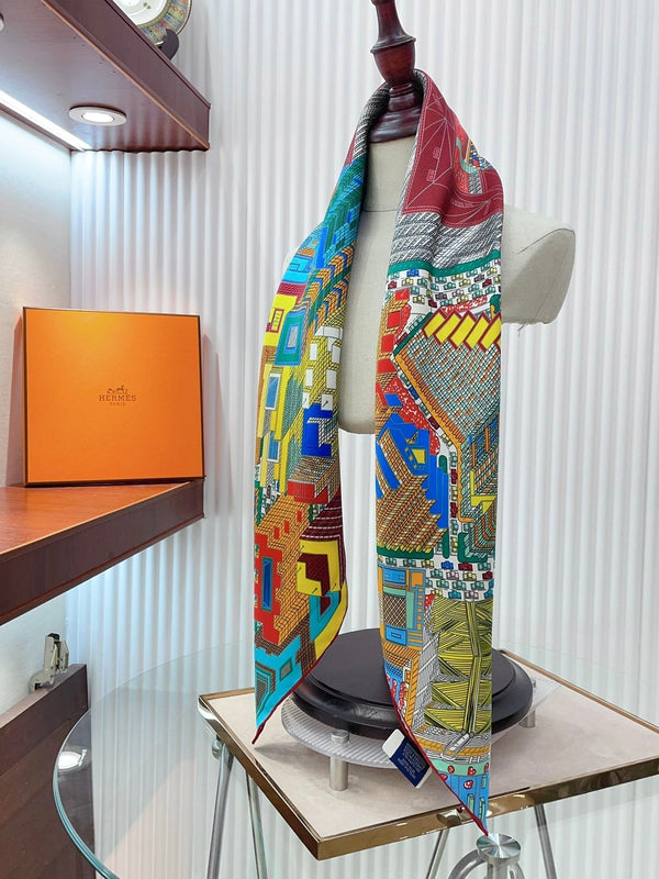 Pantin City scarf 90 CM In Colorful Silk Twill 211114