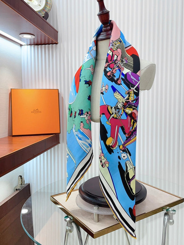 Locomotion Shawl 90 CM In Colorful Silk Twill 225466