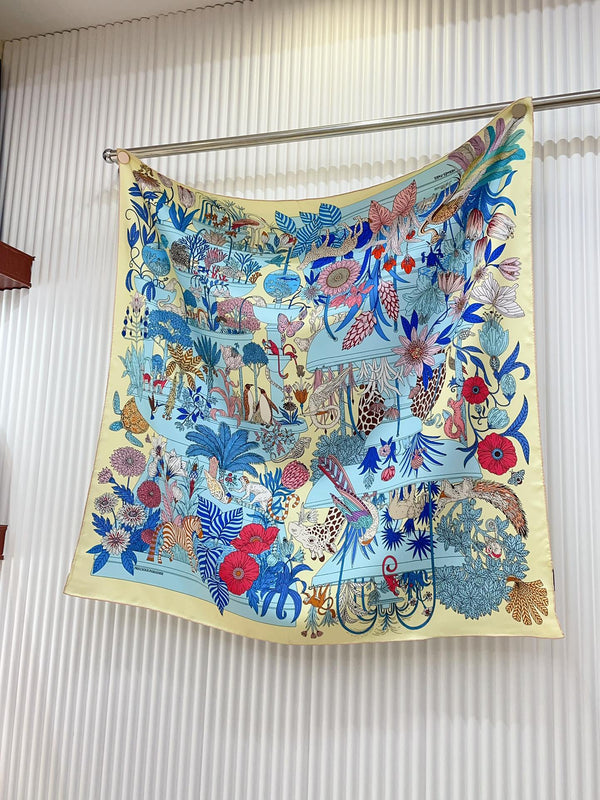 Precious Paradise Scarf 90 CM In Colorful Silk Twill 234593