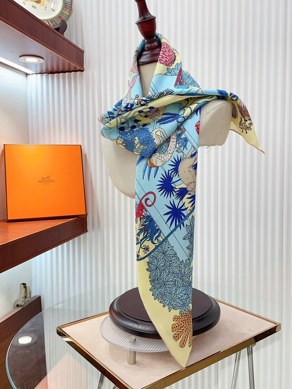 Precious Paradise Scarf 90 CM In Colorful Silk Twill 234593